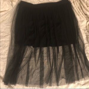 Black mini skirt w/black over lay tulle